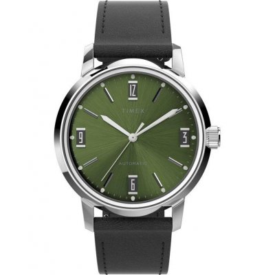 Men's Watch Timex Marlin Automatic 40mm Leather Strap Black/Green TW2V44600