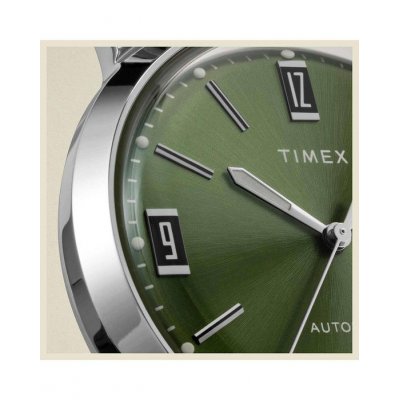 Men's Watch Timex Marlin Automatic 40mm Leather Strap Black/Green TW2V44600