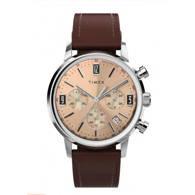 Ανδρικό Ρολόι Timex Marlin Chronograph 40mm Δερμάτινο Λουράκι Καφέ TW2W51400