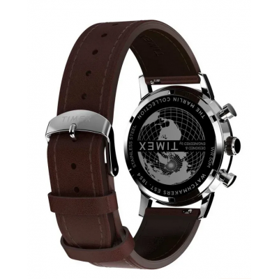 Ανδρικό Ρολόι Timex Marlin Chronograph 40mm Δερμάτινο Λουράκι Καφέ TW2W51400