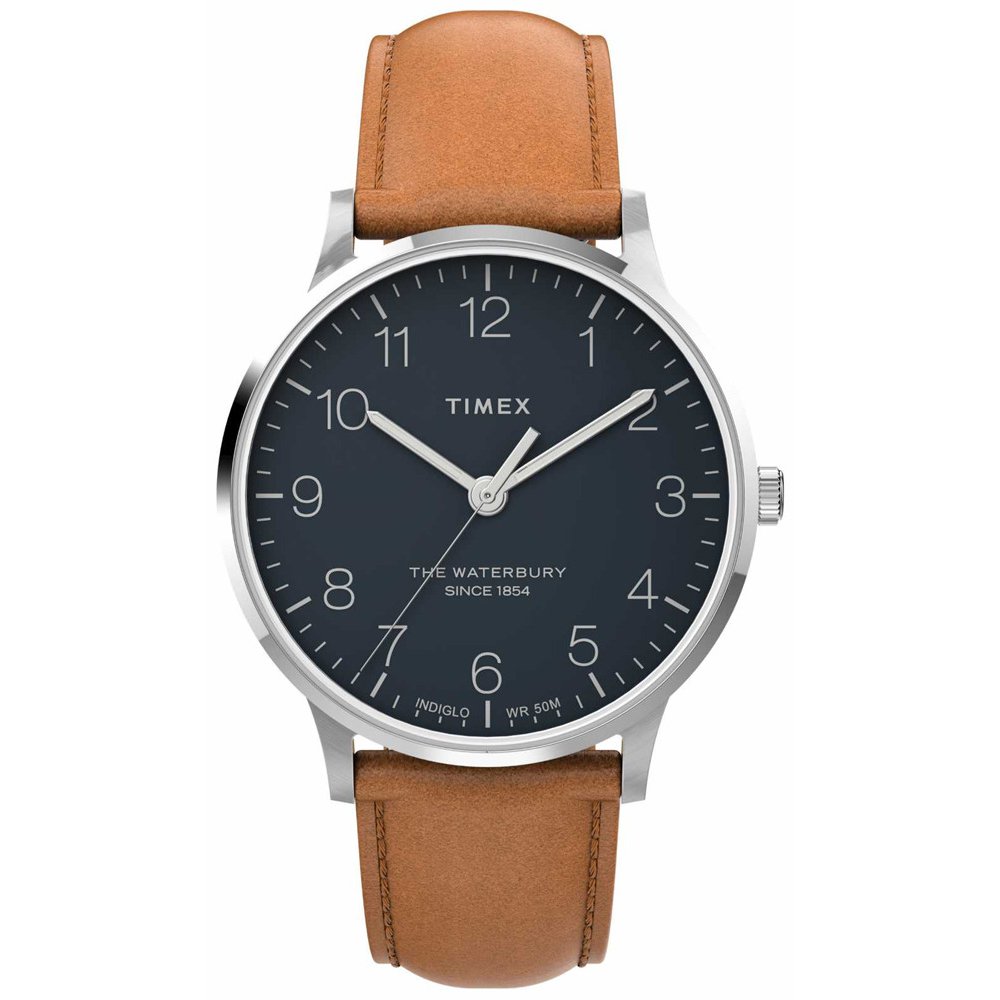 Ανδρικό Ρολόι Timex Waterbury 40mm Δερμάτινο Καφέ Λουράκι TW2U97200