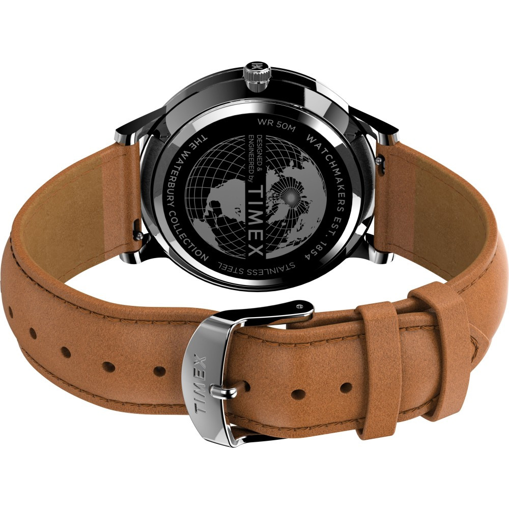 Ανδρικό Ρολόι Timex Waterbury 40mm Δερμάτινο Καφέ Λουράκι TW2U97200