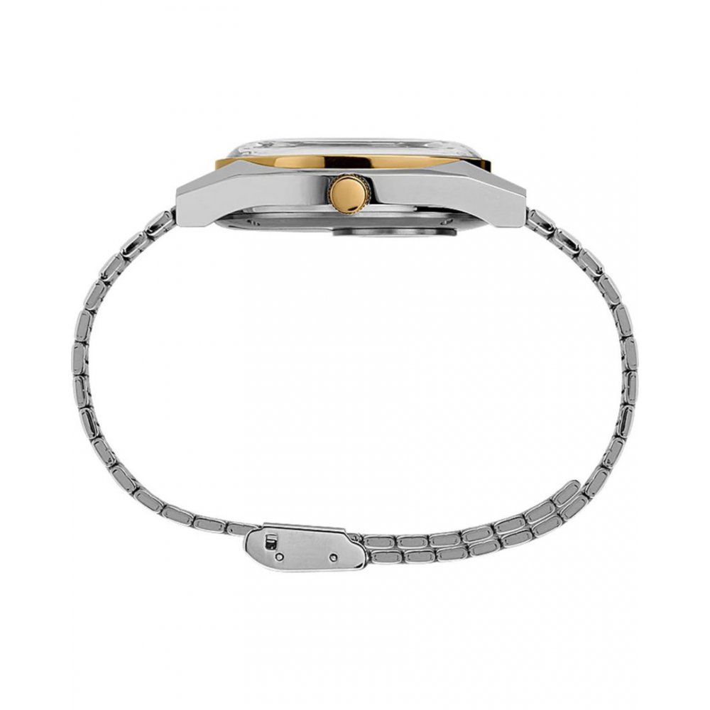 Ανδρικό Ρολόι Timex Q Reissue Ανοξείδωτο Ατσάλι Μπρασελέ Ασημί/Μπλε TW2T80800
