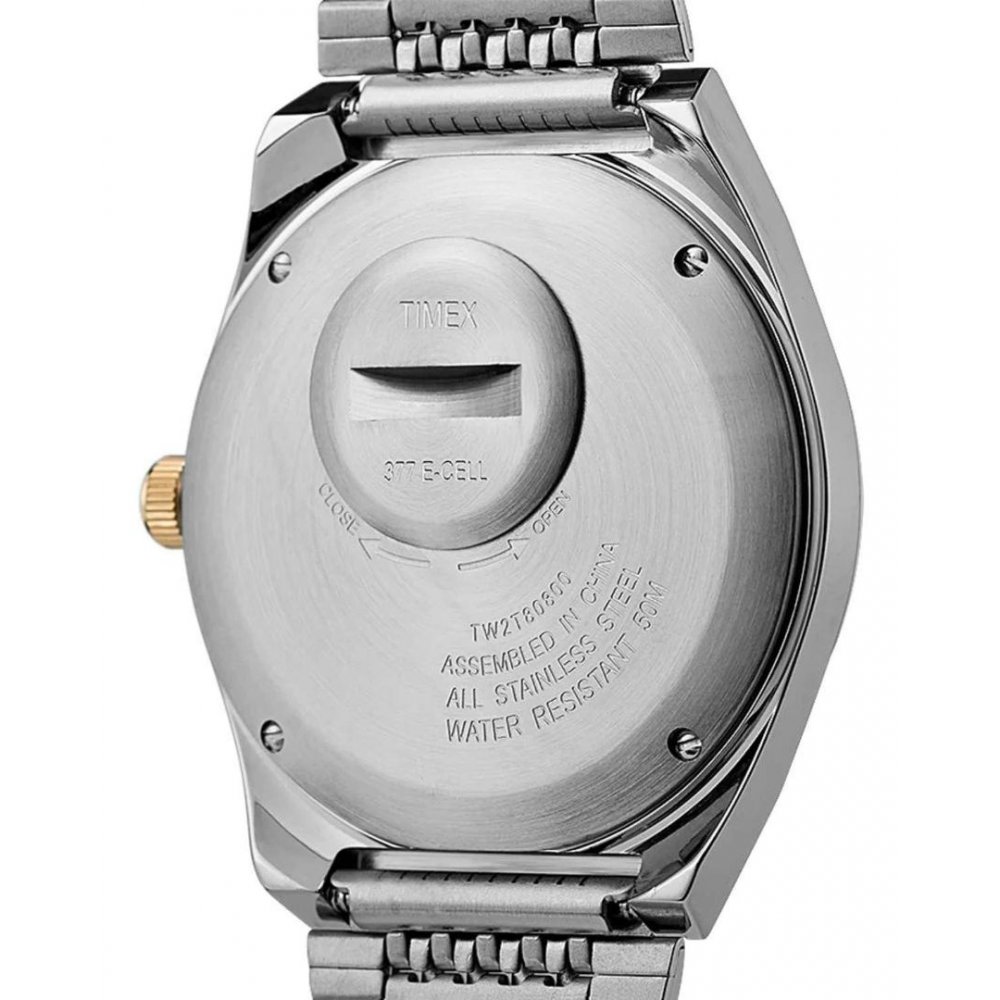 Ανδρικό Ρολόι Timex Q Reissue Ανοξείδωτο Ατσάλι Μπρασελέ Ασημί/Μπλε TW2T80800