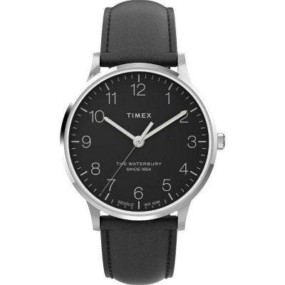 Ανδρικό Ρολόι Timex Waterbury 40mm Δερμάτινο Μαύρο Λουράκι TW2V01500
