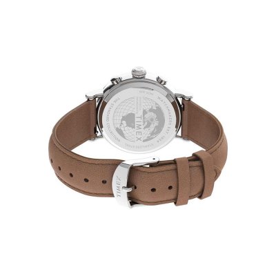Ανδρικό Ρολόι Timex Waterbury Chronograph 41mm Ανοξείδωτο Ατσάλι Δερμάτινο Λουράκι Καφέ/Πράσινο TW2V27500