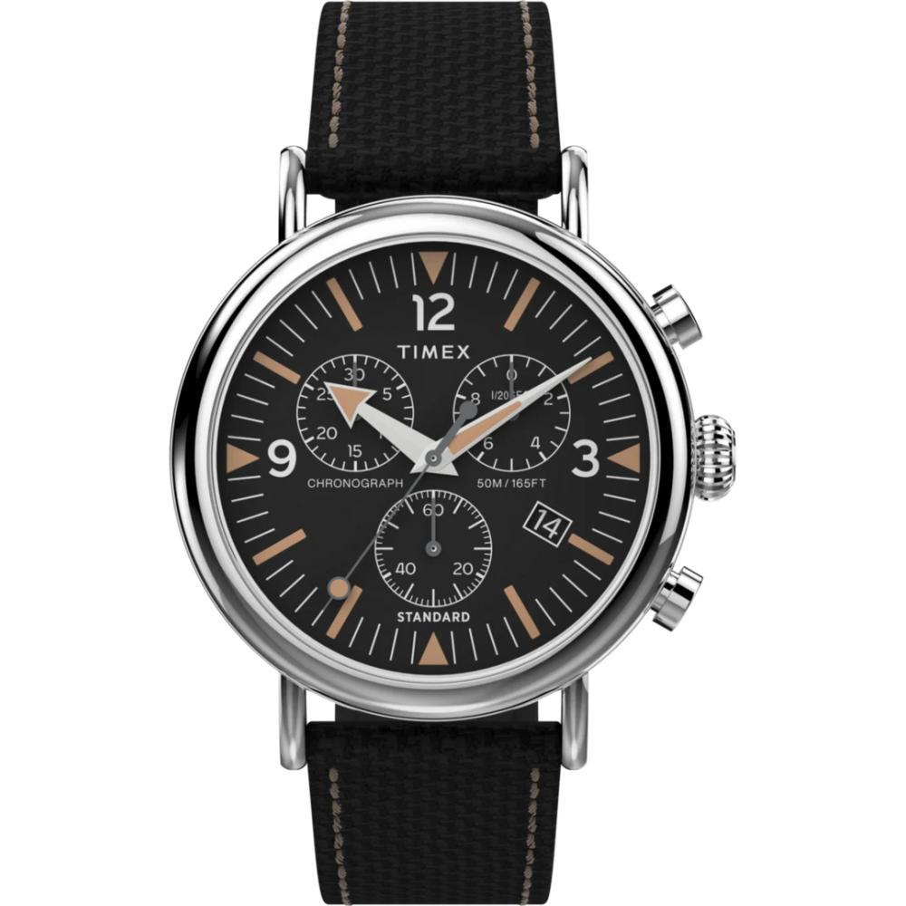 Ανδρικό Ρολόι Timex Standard Chronograph 41mm Δερμάτινο Μαύρο Λουράκι TW2V43700