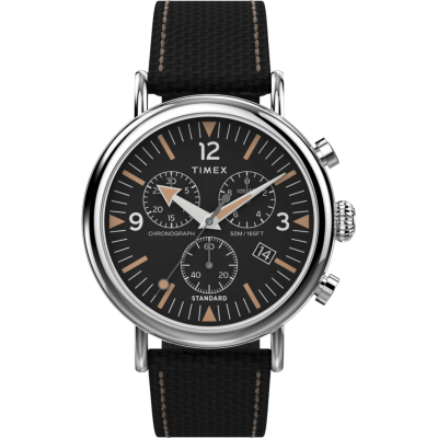 Ανδρικό Ρολόι Timex Standard Chronograph 41mm Δερμάτινο Μαύρο Λουράκι TW2V43700