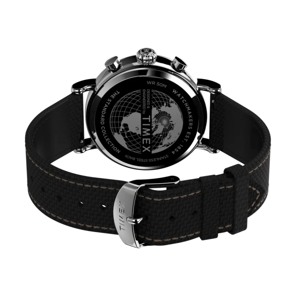 Ανδρικό Ρολόι Timex Standard Chronograph 41mm Δερμάτινο Μαύρο Λουράκι TW2V43700