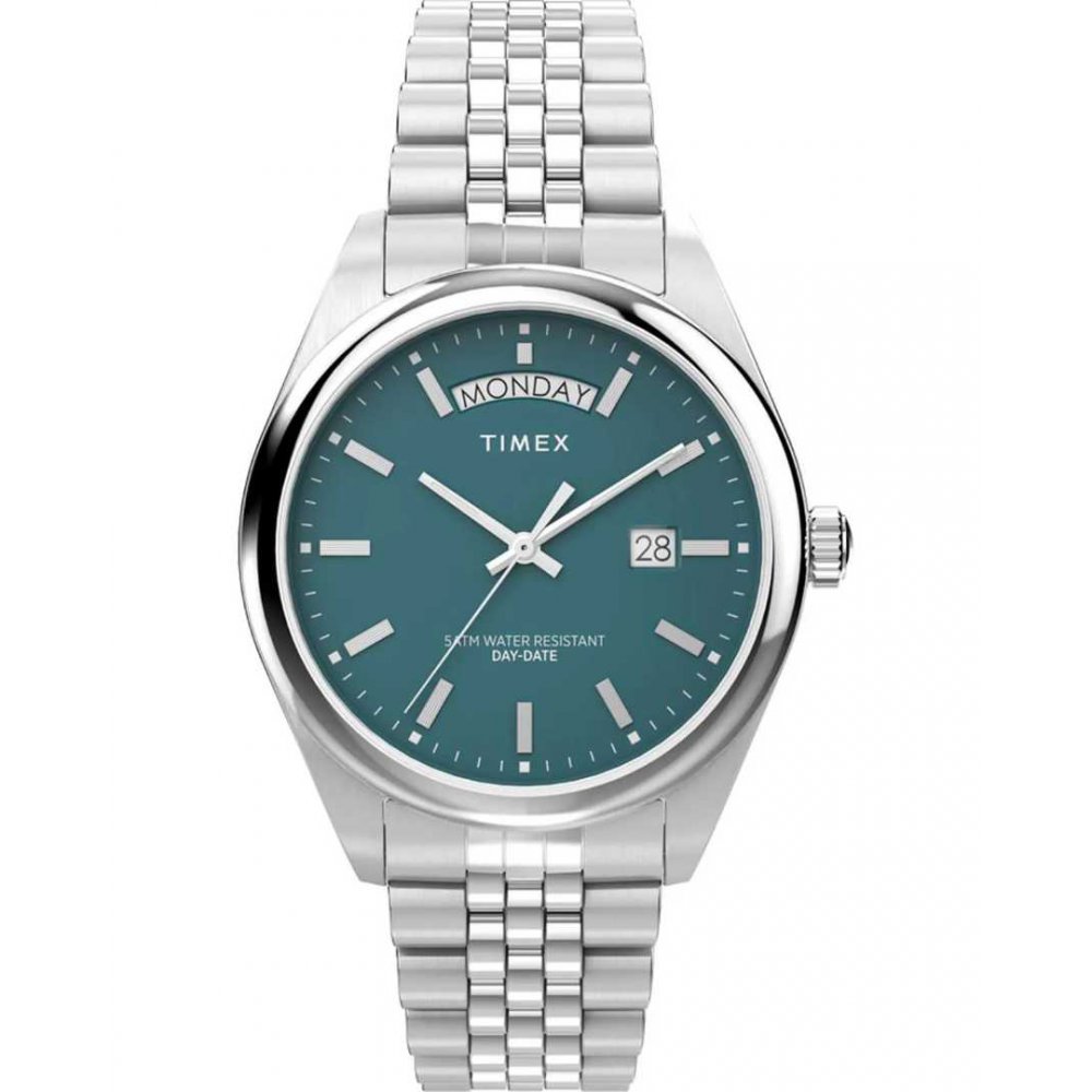 Ανδρικό Ρολόι Timex Legacy 41mm Ανοξείδωτο Ατσάλι Μπρασελέ Ασημί/Πράσινο TW2V68000