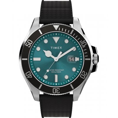 Men's Watch Timex Harborside Coast 43mm Synthetic Rubber Strap Black/Green TW2V91700