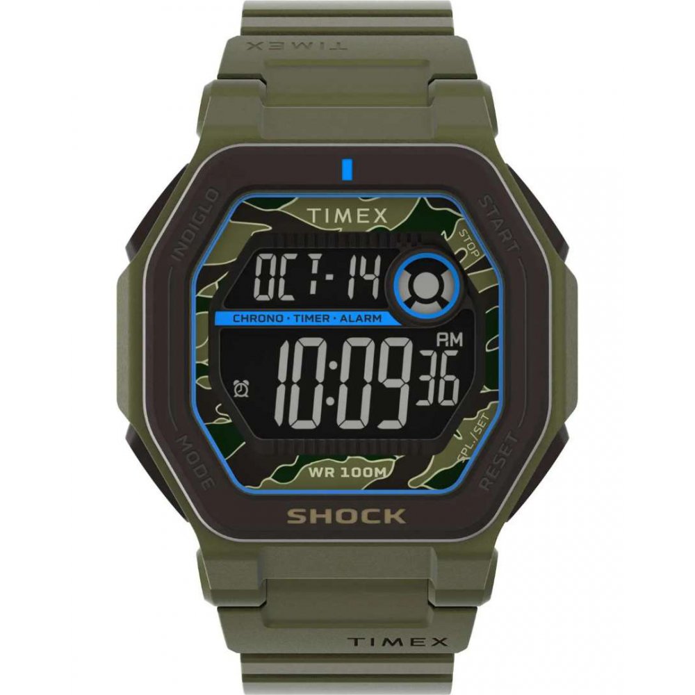 Unisex Ρολόι Timex Commander Encounter Chronograph 45mm Πλαστικό Λουράκι Χακί TW2V93700
