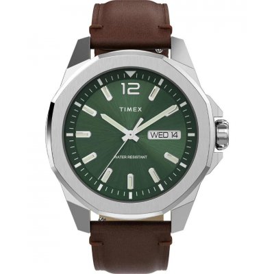 Ανδρικό Ρολόι Timex Trend Essex 46mm Δερμάτινο Λουράκι Καφέ TW2W14000