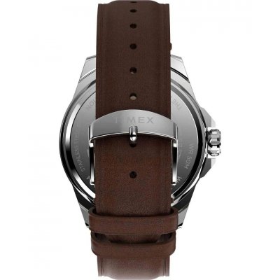 Ανδρικό Ρολόι Timex Trend Essex 46mm Δερμάτινο Λουράκι Καφέ TW2W14000