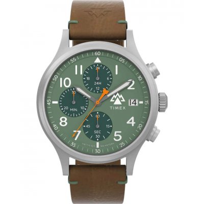 Ανδρικό Ρολόι Timex Expedition North Sierra Chronograph 42mm Biosourced Δερμάτινο Λουράκι Καφέ/Πράσινο TW2W16400