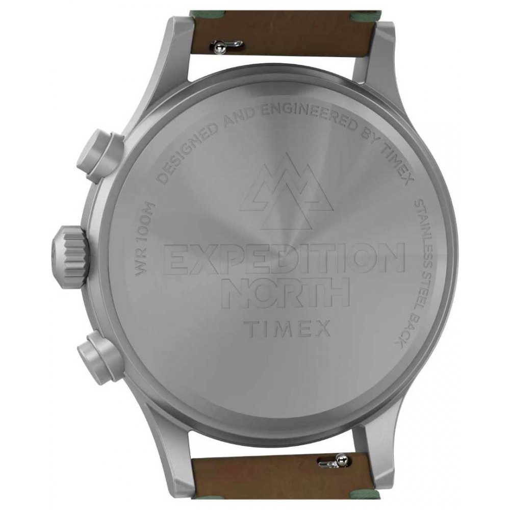 Ανδρικό Ρολόι Timex Expedition North Sierra Chronograph 42mm Biosourced Δερμάτινο Λουράκι Καφέ/Πράσινο TW2W16400