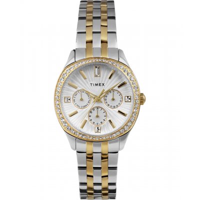 Woman's Watch Timex Ariana 36mm Stainless Steel Bracelet Zirconia Gold/Silver TW2W17900