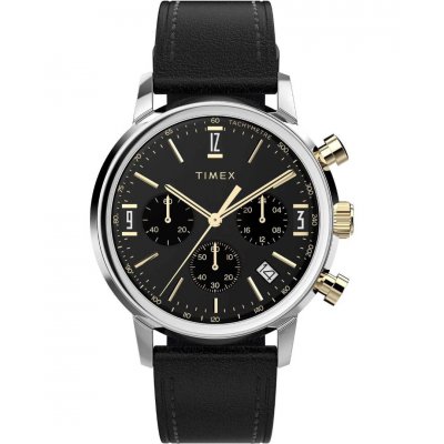 Ανδρικό Ρολόι Timex Marlin Chronograph 40mm Δερμάτινο Λουράκι Μαύρο TW2W51500