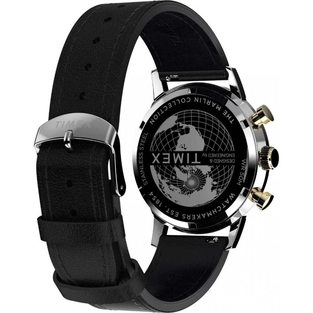 Ανδρικό Ρολόι Timex Marlin Chronograph 40mm Δερμάτινο Λουράκι Μαύρο TW2W51500