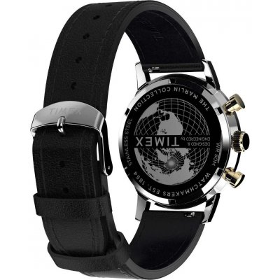 Ανδρικό Ρολόι Timex Marlin Chronograph 40mm Δερμάτινο Λουράκι Μαύρο TW2W51500