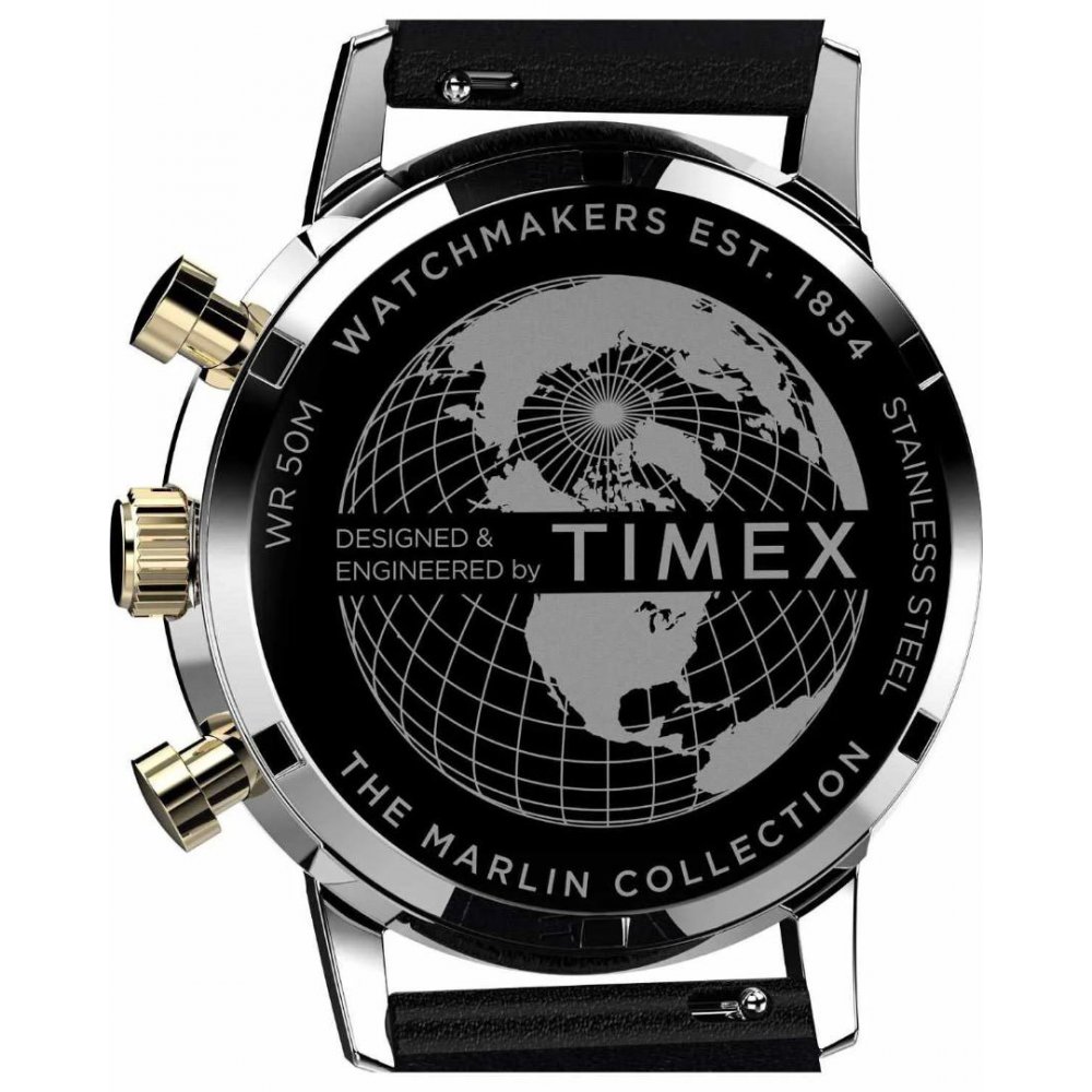 Ανδρικό Ρολόι Timex Marlin Chronograph 40mm Δερμάτινο Λουράκι Μαύρο TW2W51500