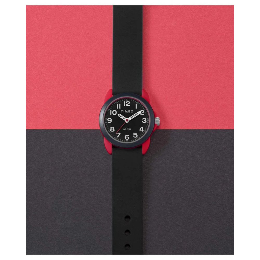 Παιδικό Ρολόι Timex Time Machines 30mm Μαύρο Λουράκι Σιλικόνης TW2W91900