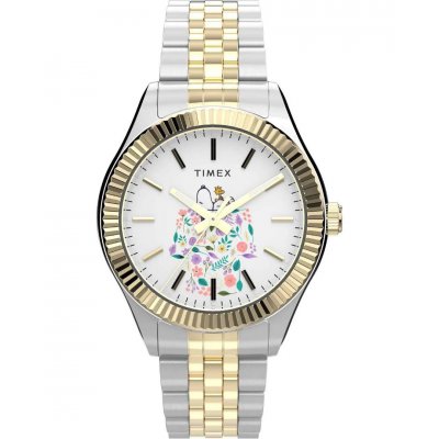  Γυναικείο Ρολόι Timex Legacy X Peanuts 34mm Επιχρυσωμένο Ανοξείδωτο Ατσάλι Μπρασελέ Χρυσό/Ασημί TW2W95100