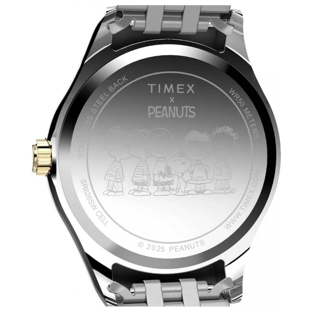 Γυναικείο Ρολόι Timex Legacy X Peanuts 34mm Επιχρυσωμένο Ανοξείδωτο Ατσάλι Μπρασελέ Χρυσό/Ασημί TW2W95100