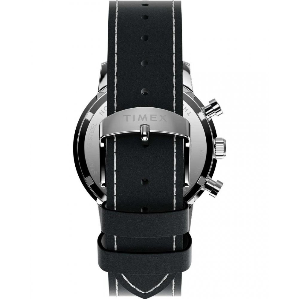 Ανδρικό Ρολόι Timex Marlin Chronograph 40mm Δερμάτινο Λουράκι Μαύρο/Μπεζ TW2W98900