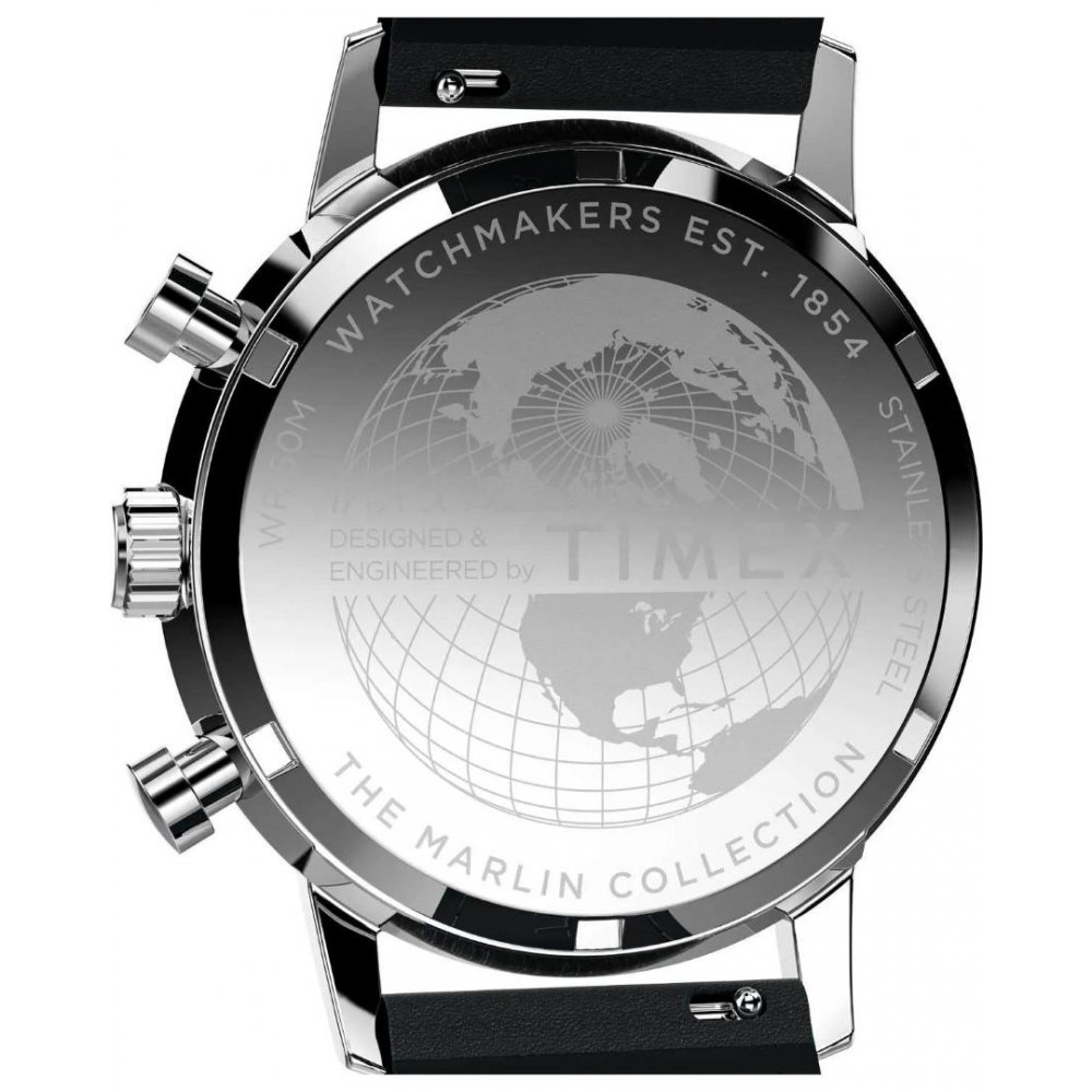 Ανδρικό Ρολόι Timex Marlin Chronograph 40mm Δερμάτινο Λουράκι Μαύρο/Μπεζ TW2W98900