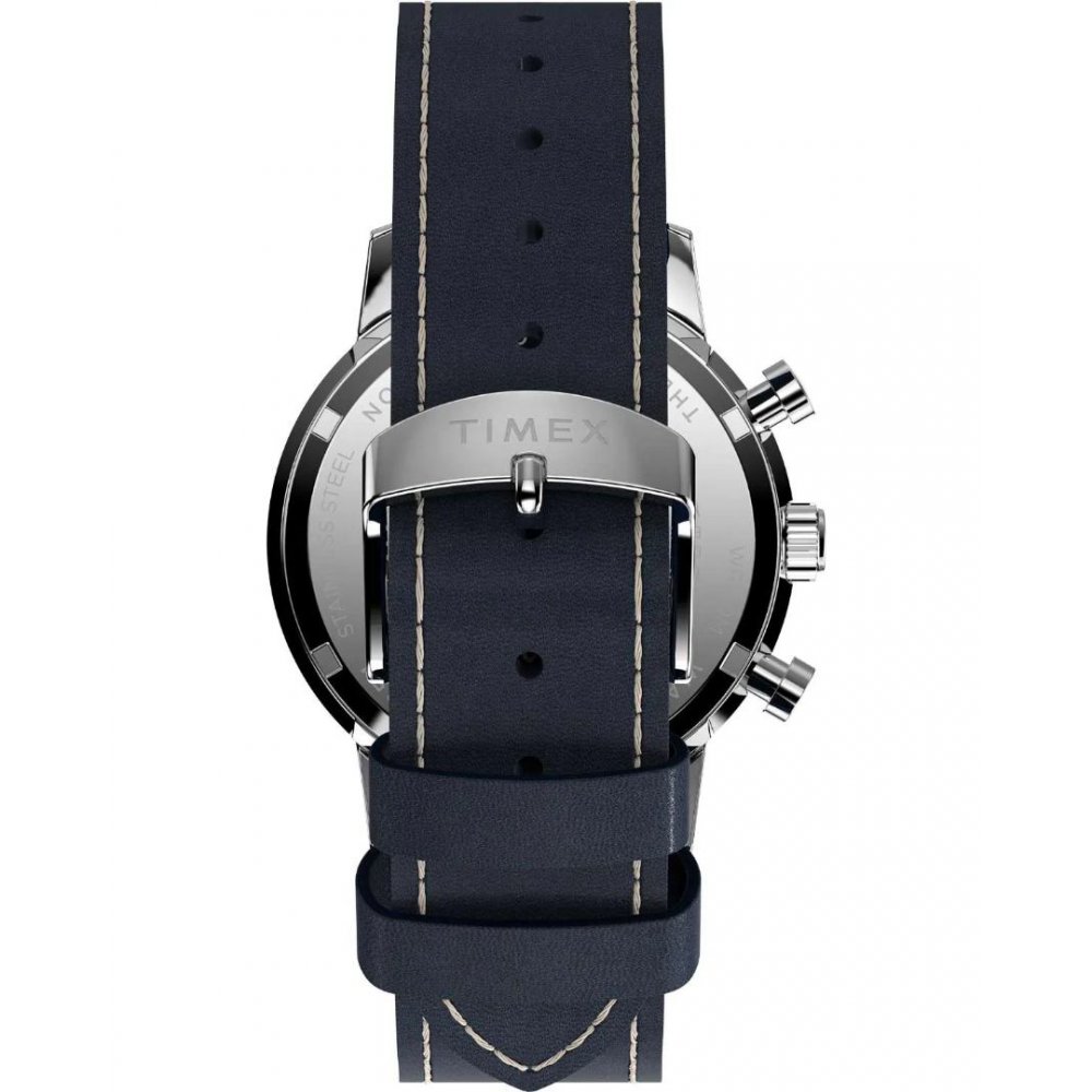 0Ανδρικό Ρολόι Timex Marlin Chronograph 40mm Δερμάτινο Λουράκι Μπλε/Ασημί TW2W99000