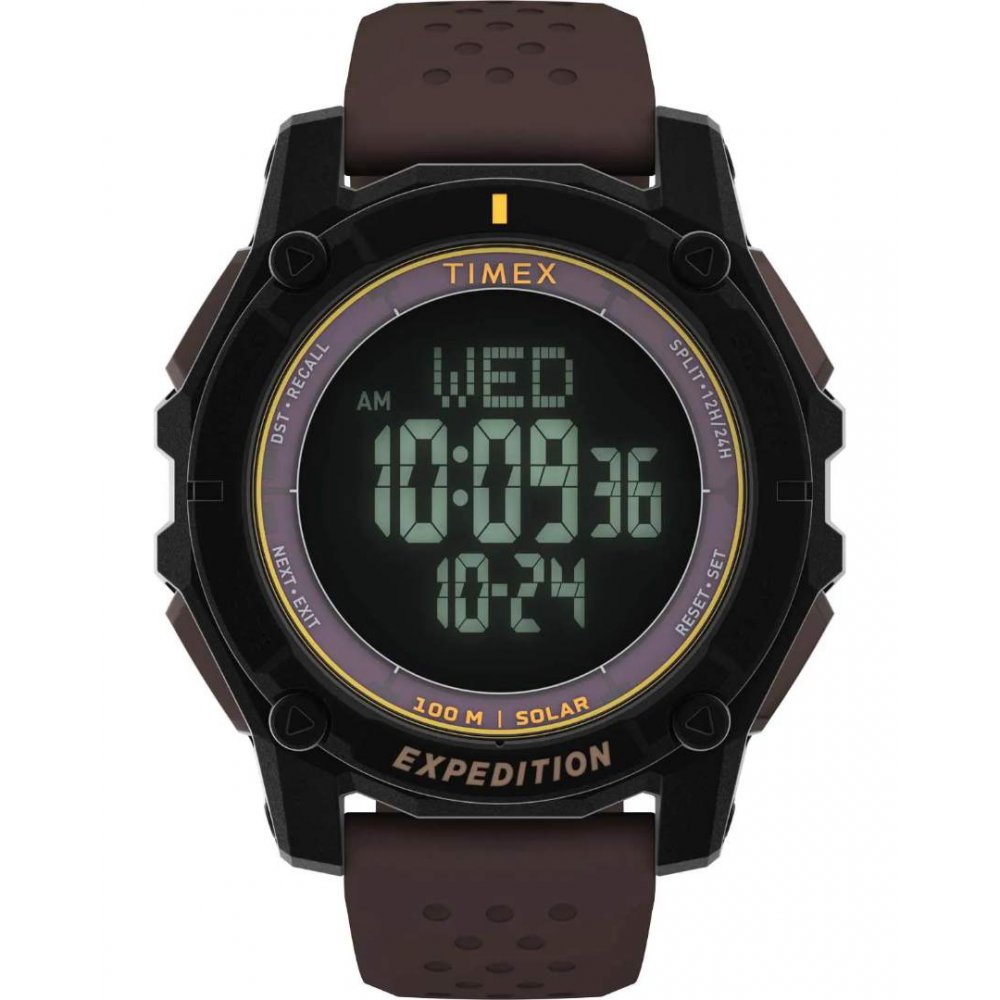 Unisex Ρολόι Timex Expedition North Solar Chronograph Λουράκι Σιλικόνης Καφέ 49mm TW4B33800