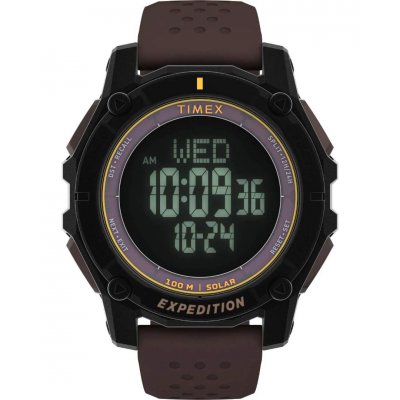 Unisex Ρολόι Timex Expedition North Solar Chronograph Λουράκι Σιλικόνης Καφέ 49mm TW4B33800 