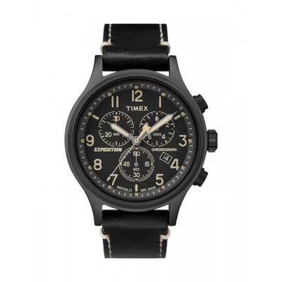 Ανδρικό Ρολόι  Timex Expedition Chronograph 42mm Μαύρο Δερμάτινο Λουράκι TW4B09100 