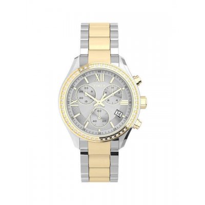 Woman's Watch Timex Dress Crystal Chronograph 38mm Stainless Steel Bracelet Zirconia Gold/Silver TW2V57700