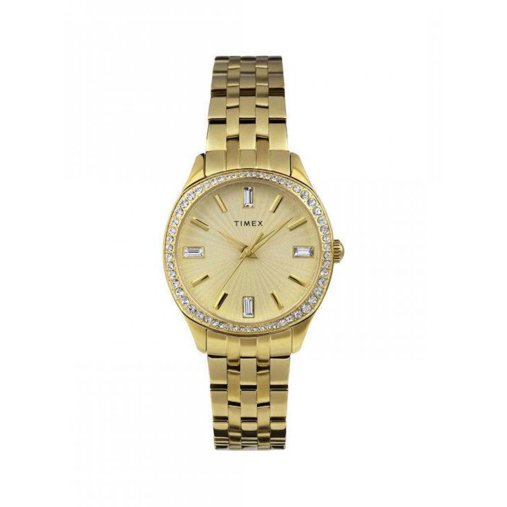 Γυναικείο Ρολόι Timex Ariana 36mm Ανοξείδωτο Ατσάλι Μπρασελέ Χρυσό TW2W17600