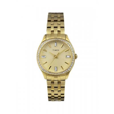 Woman's Watch Timex Ariana 36mm Stainless Steel Bracelet Zirconia All Gold TW2W17600