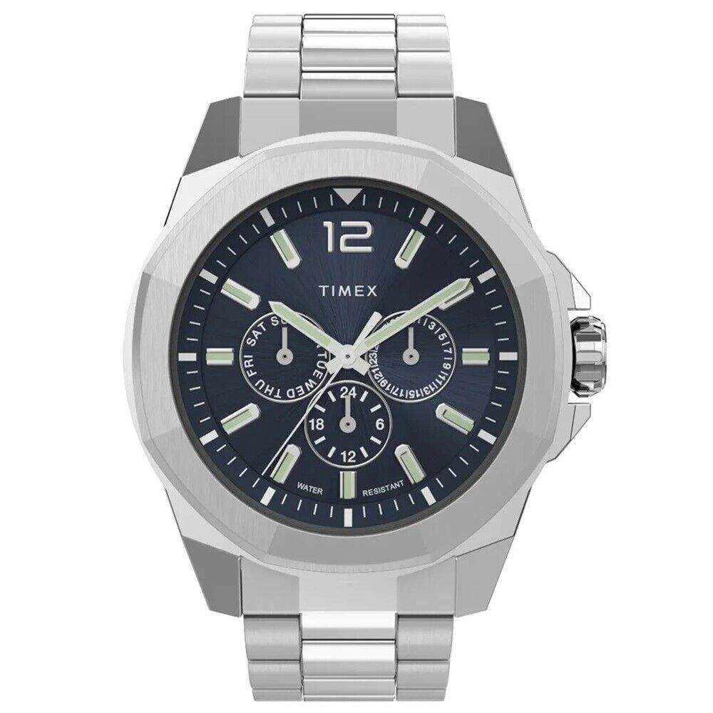 Ανδρικό Ρολόι Timex Essex Avenue 44mm Ανοξείδωτο Ατσάλι Μπρασελέ Ασημί/Μπλε TW2V43300
