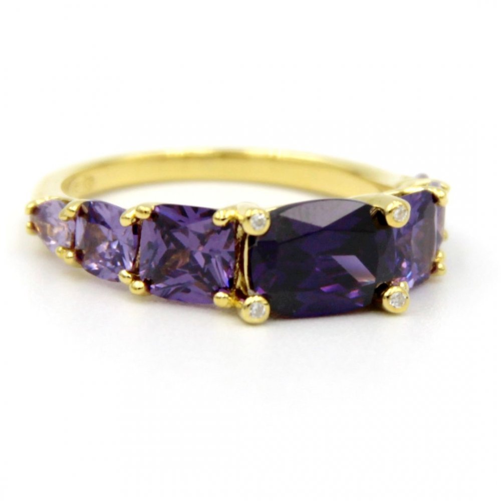 Woman's Ring Verita Gold Plated Sterling Silver Amethyst Zirconia 10127842