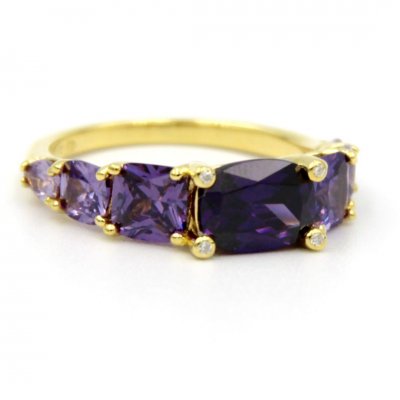 Woman's Ring Verita Gold Plated Sterling Silver Amethyst Zirconia 10127842