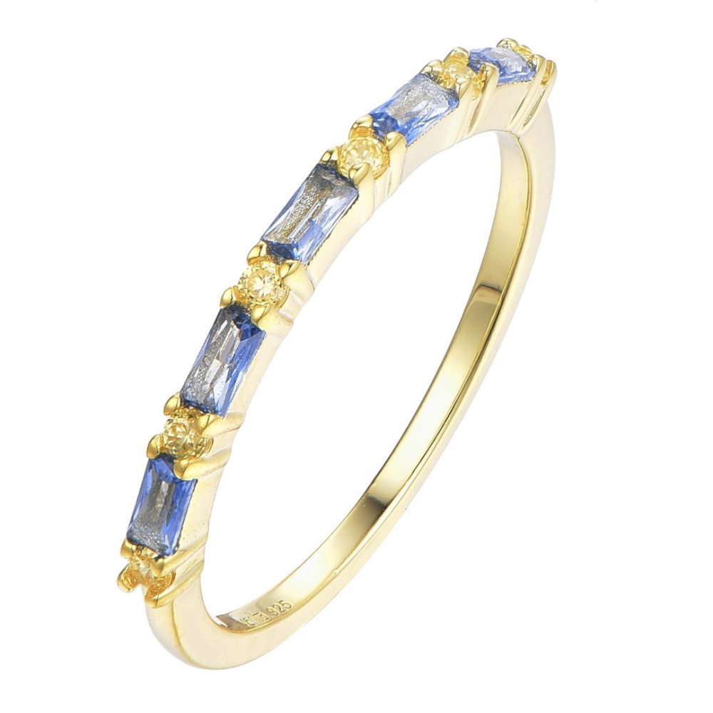 Woman's Ring Verita Gold Plated Sterling Silver Blue Zirconia 10128768