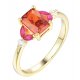 Woman's Ring Verita Gold Plated Sterling Silver Orange Pink Zirconia 10128857