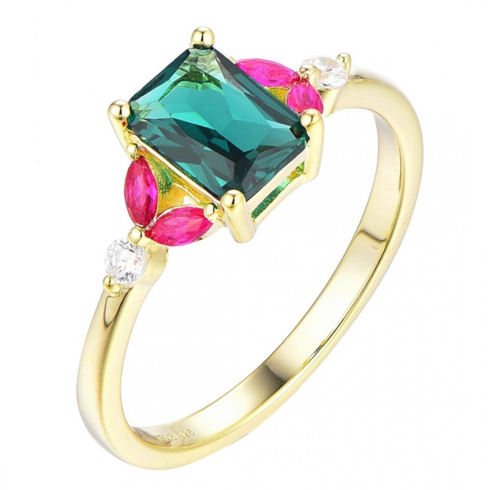 Γυναικείο Δαχτυλίδι Verita Επιχρυσωμένο Ασήμι 925 Πράσινο Ροζ Ζιργκον 10128862