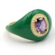 Woman's Ring Verita 925 Sterling Silver Green Enamel White Zirconia Amethyst 10129172