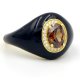 Woman's Ring Verita 925 Sterling Silver Dark Blue Enamel White Brown Zirconia Amethyst 10129201