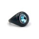 Woman's Ring Verita 925 Sterling Silver Dark Grey Enamel White Zirconia Topaz 10129470