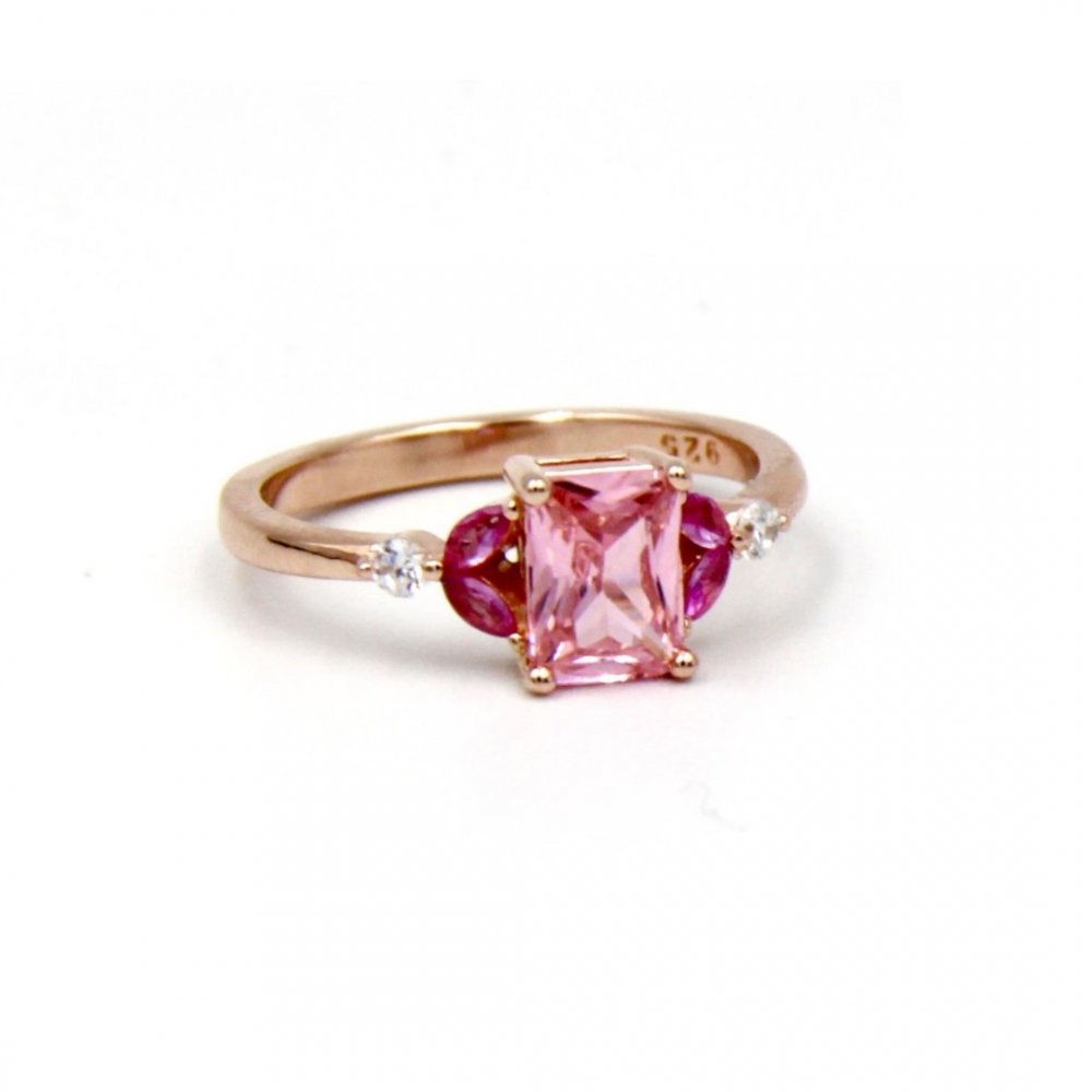 Woman's Ring Verita Rose Gold Plated Sterling Silver Pink Zirconia 10129554