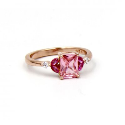 Woman's Ring Verita Rose Gold Plated Sterling Silver Pink Zirconia 10129554