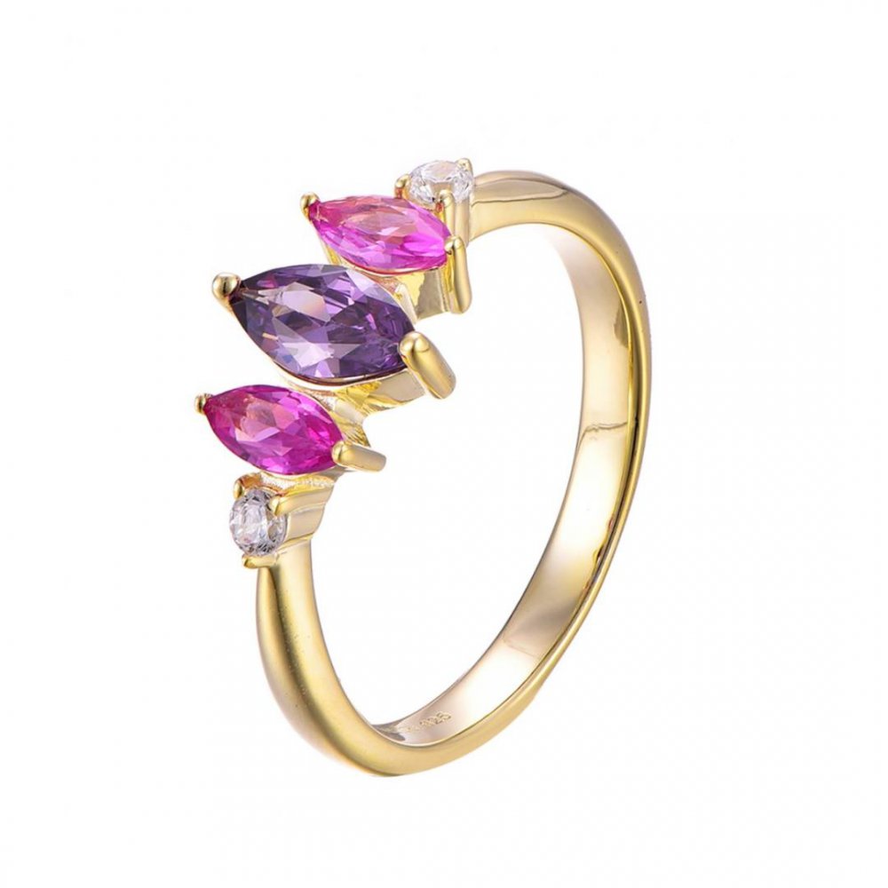 Γυναικείο Δαχτυλίδι Verita Επιχρυσωμένο Ασήμι 925 Μωβ Φούξια Ζιργκόν 10129775