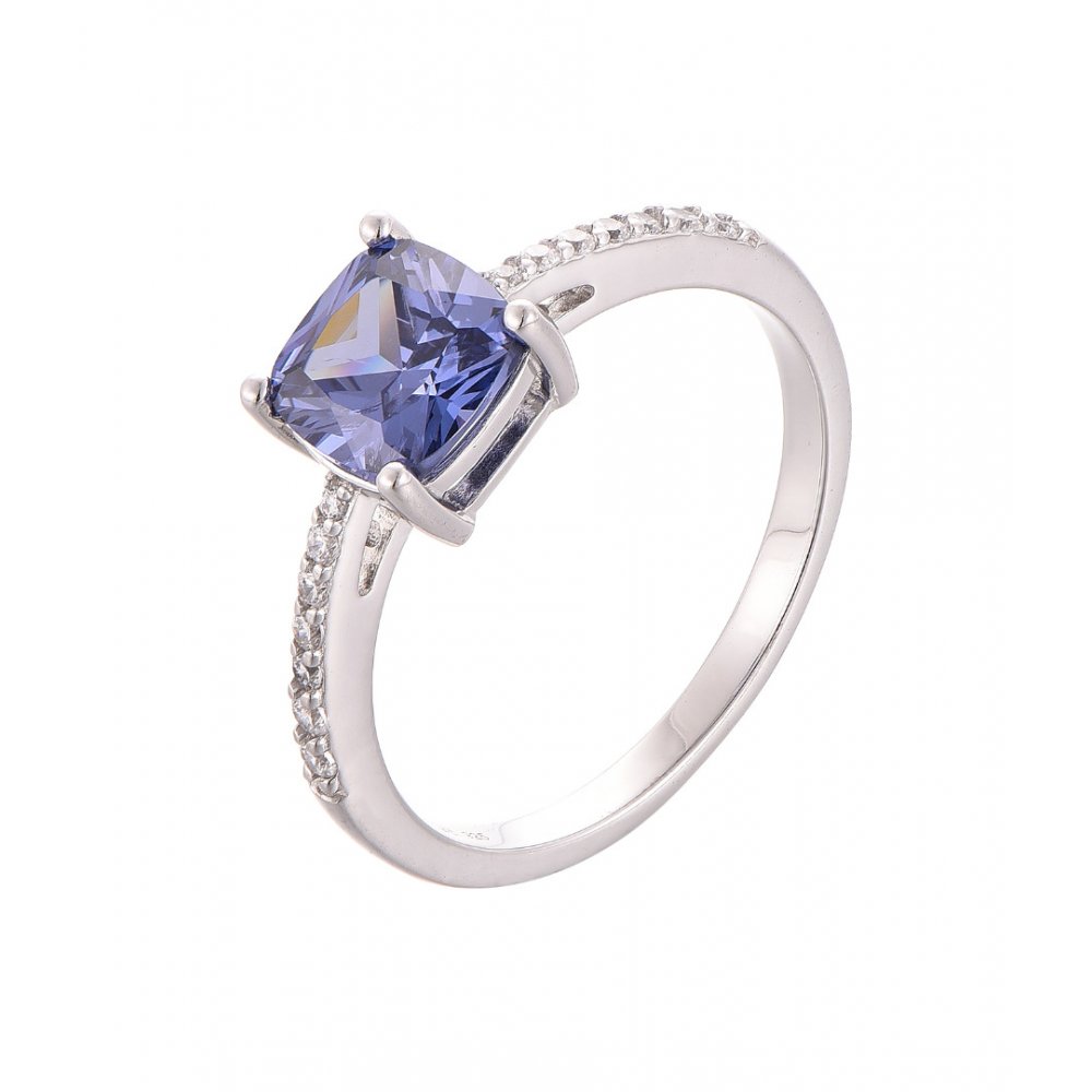 Woman's Ring Verita 925 Sterling Silver Blue White Zirconia 10140995